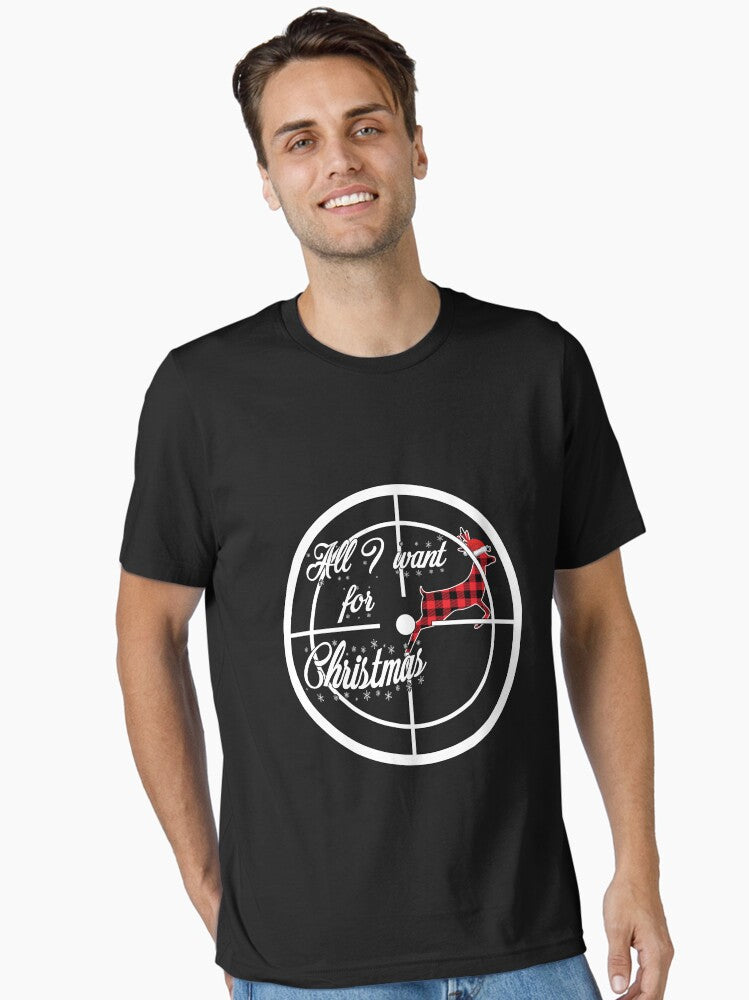 Merry Xmas With Cool Hunter Dad Hunting Reindeer Lovers T-Shirt
