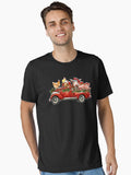 Merry Christmas Animals Farm Santa Red Truck Light Pajamas Essential T-Shirt | Premium Unisex T-Shirt, Trending Graphic Tee
