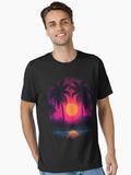 Synthwave Retrowave Paradise AI Generated Art Essential T Shirt T Shirt Streetwear Style Daily Wear