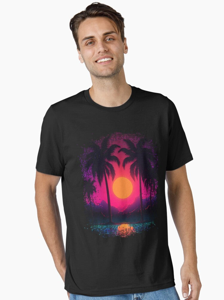 Synthwave Retrowave Paradise AI Generated Art Essential T Shirt T Shirt Streetwear Style Daily Wear