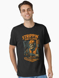 Strippin’ for a Livin’ – Funny Electrician Skeleton Design Dark Humor Skull Art for Tradesmen & Linemen
