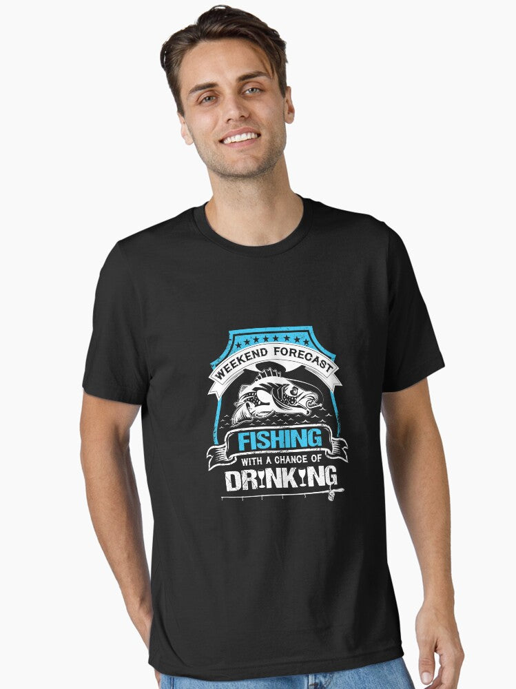 Weekend Forecast, Fishing With a Chance of Drinking. Funny Gift Idea for Men or Women Who Drink While Fishing. T-Shirt