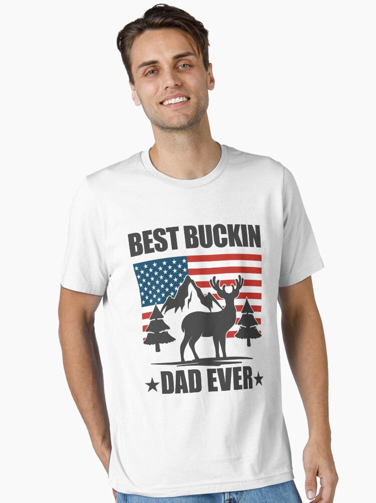 Best Buckin Father Dad Hunting Lover Gift T-Shirt