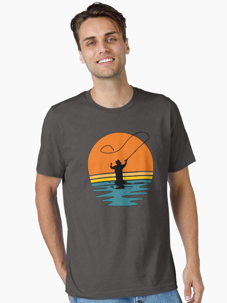 Fly Fisherman Sunset - Great Gift for a Fishing Dads T-Shirt
