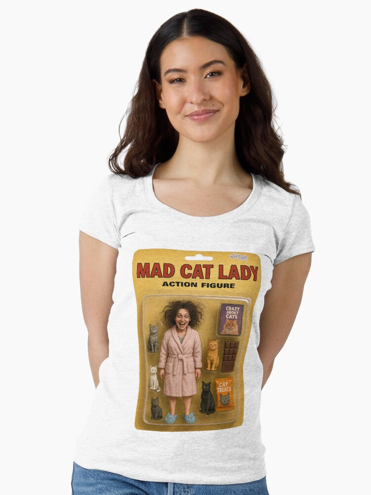 Mad Cat Lady Action Figure Parody T Shirt