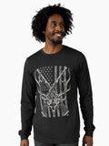 American Flag Deer Hunting Usa Vintage Gifts Long Sleeve T-Shirt