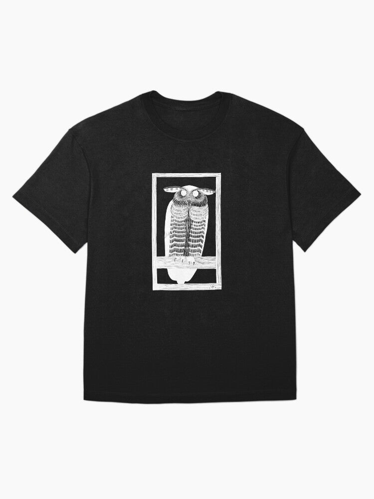 Vintage Horned Owl Print Bird Watcher Oversized T Shirt US Trend