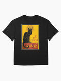 Le Chat D Amour Black Cat Framed Vector Oversized T-Shirt