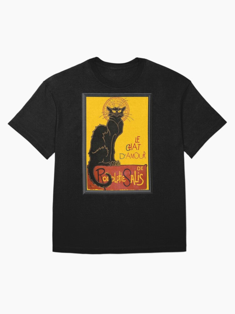 Le Chat D Amour Black Cat Framed Vector Oversized T-Shirt