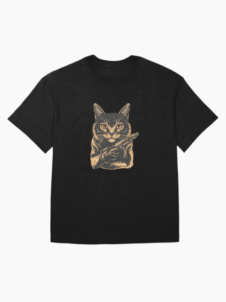 Cat with Gun Oversized T-Shirt