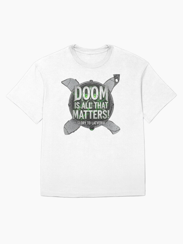 Iron Will Quote T Shirt Doomsday Fan Art Villain Kingdoms Destiny Oversized Everyday Wear