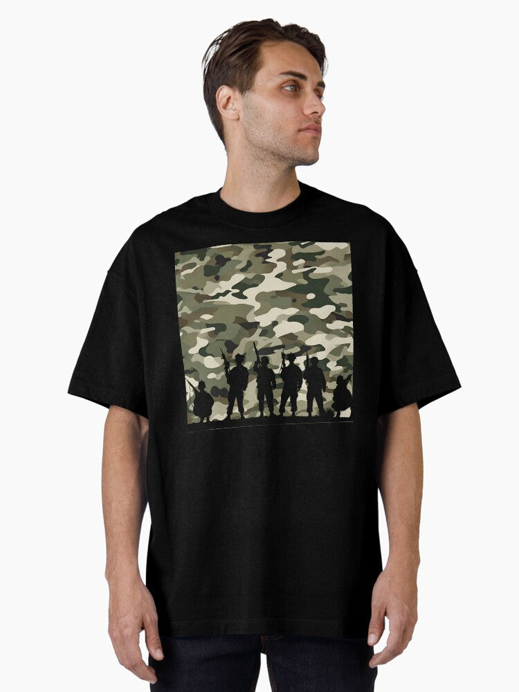 Army Life Camouflage Camoo Army Military Soldier Print Pattern Gift for Army Mom Military Dad Veteran Soldier Oversized T-Shirt