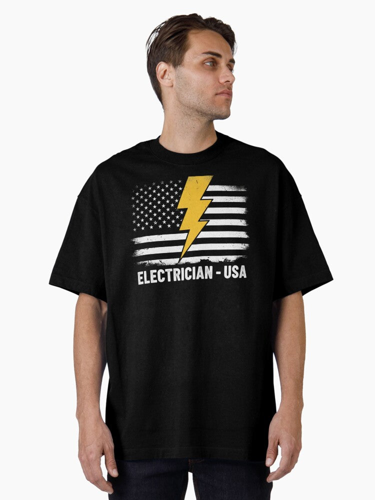 American Electrician T-Shirt USA Electricians Map Design