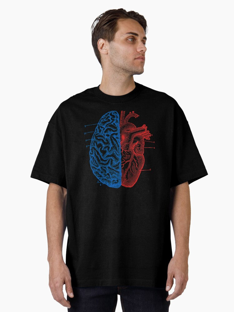 Heart and Brain Oversized T-Shirt | Graphic T-Shirt for Unisex