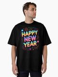 Happy New Year 2026 Party Ballons Fireworks And Confetti Oversized T-Shirt | Premium Unisex T-Shirt, Trending Graphic Tee