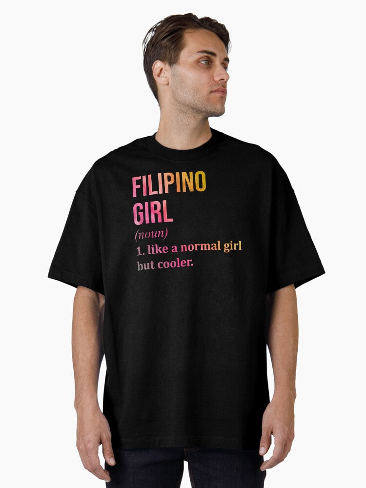 Filipino Girl Definition Philippines in Watercolor Oversized T-Shirt | Graphic T-Shirt for Unisex