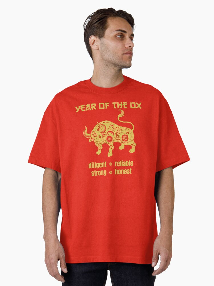 Chinese Year Of The Ox Personality Oversized T-Shirt | Premium Unisex T-Shirt, Trending Graphic Tee