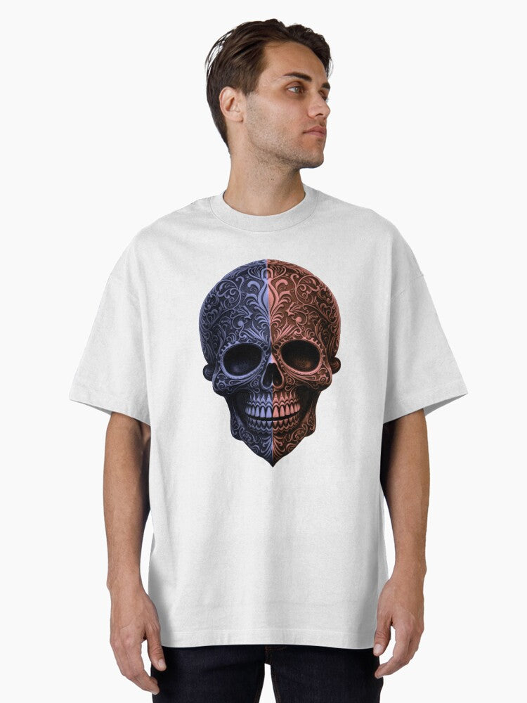Blue Red Skull T Shirt with Transparent Background Oversized T Shirt T Shirt Viral TikTok Daily Wear