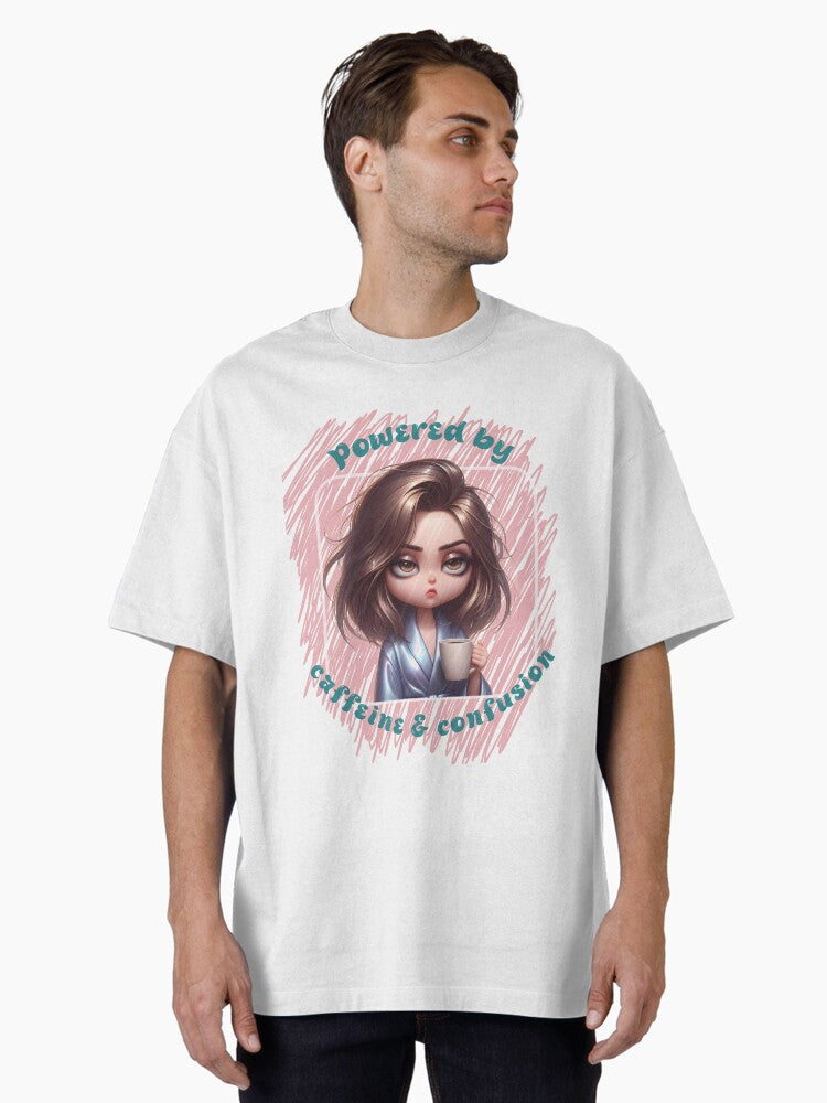 Caffeine Confusion Short Brown Hair Oversized T Shirt