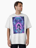 Cyberpunk Cat DJ Neon Lo Fi Vibe Futuristic AI Graphic Oversized T Shirt T Shirt AI Inspired Art Tech Vibe