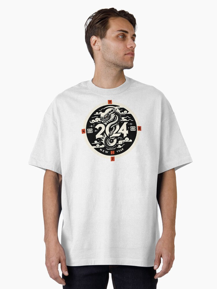 Chinese Calligraphy Dragon 2024 - chinese new year 2024 Oversized T-Shirt | Premium Unisex T-Shirt, Trending Graphic Tee