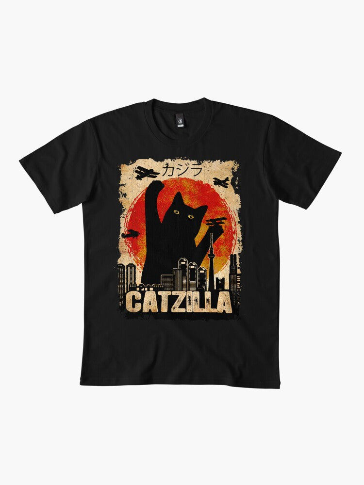 Vintage Catzilla Funny Black Cat T-Shirt Premium