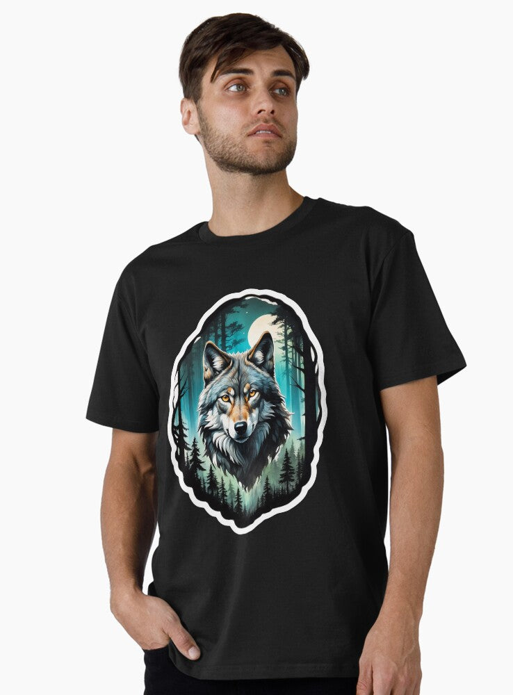 Moonlit Forest Fantasy Art Wolf Portrait AI Concept Art by Xzendor7 Premium T Shirt T Shirt Streetwear Style