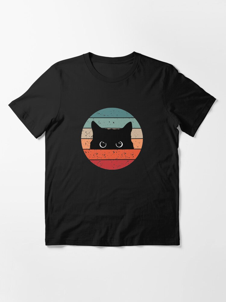 Black Cat Peeking Vintage Essential T-Shirt