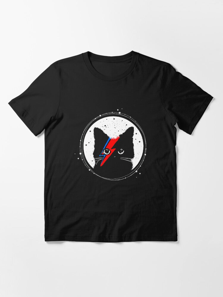 Black-Cat-David-Bowie-Starry-Background-Shirt Essential T-Shirt