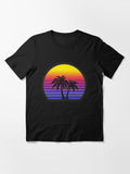 Synthwave Sun Palm Trees Essential T Shirt Everyday Wear