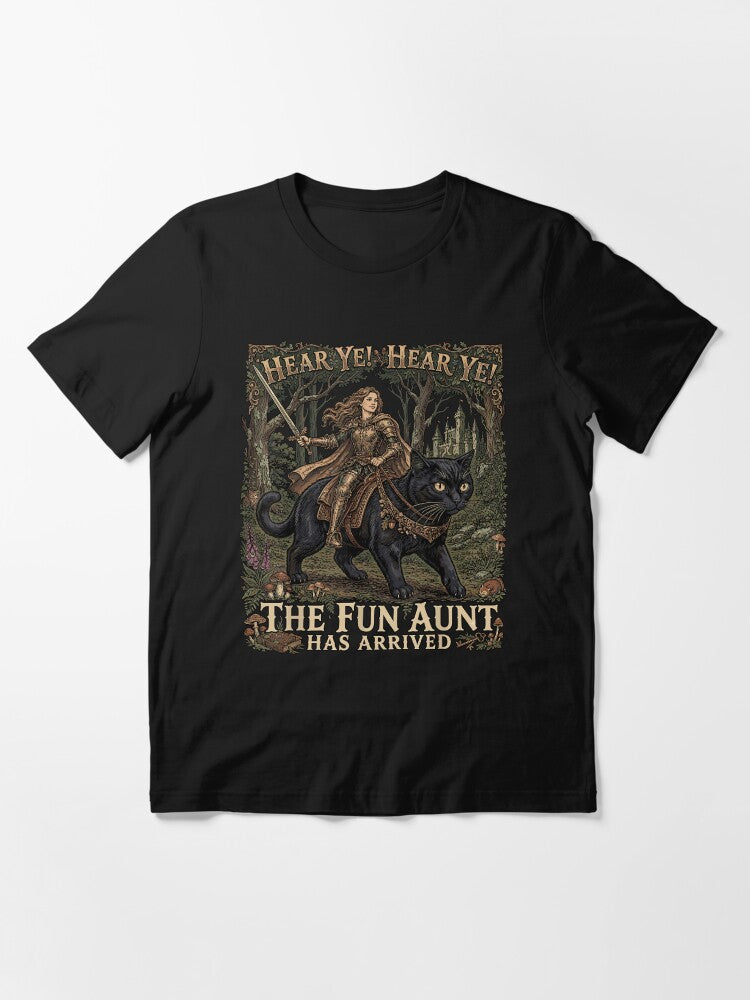 Hear Ye the Fun Aunt Has Arrived Medieval Fantasy Cat Essential T-Shirt