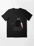 Cat What Funny Black Shirt, Murderous with Knife Essential T-Shirt