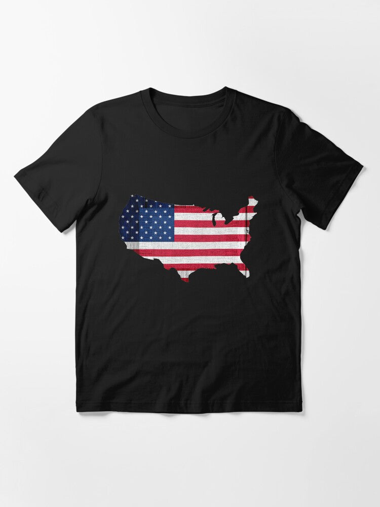 American Flag and Map Essential T-Shirt