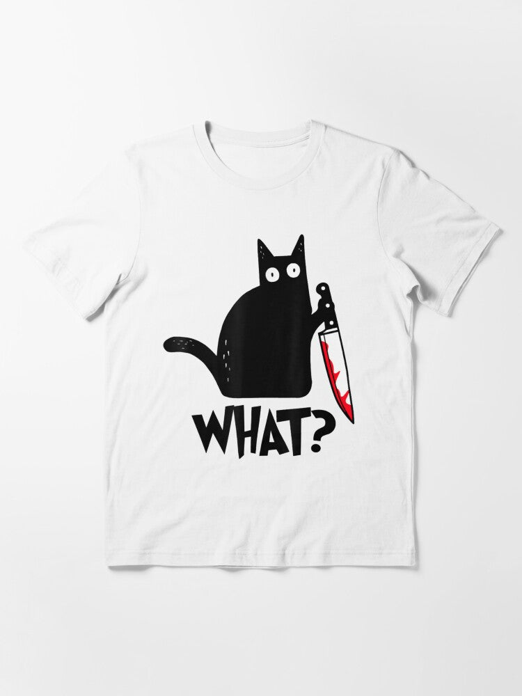 Cat What Black Murderous with Knife Sticker Essential T-Shirt
