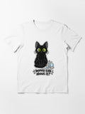 Wanna Talk About It? Funny Black Cat Sticker Design Essential T-Shirt